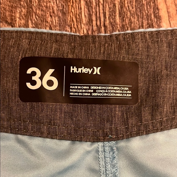 Hurley Blue and White Board Shorts Classic Swimwear - Picture 3 of 7